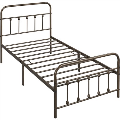 Yaheetech Iron Platform Bed Frame With High Headboard And Footboard ...