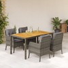 vidaXL Garden Dining Set Gray PE Rattan, Powder-Coated Steel, Acacia Wood - 2 of 4