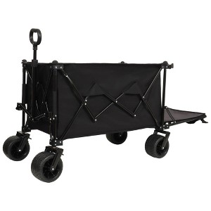 CAVINAS 480lbs Heavy Duty Folding Wagon Cart,All-Terrain Shopping Cart with Removable Tailgate,Weatherproof Wagon for Camping,Shopping,Black - 1 of 4