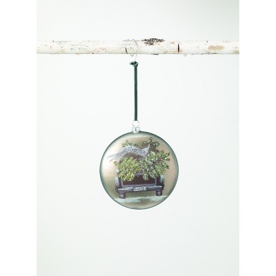 Sullivans Truck & Tree Glass Disc Ornament 5"H Multicolored