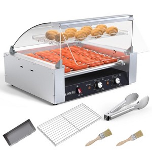 Hot Dog Roller, Dual Temp Control, Hot Dogs Grill Cooker Machine With Removable Stainless Steel Drip Tray, Led Light & Cover - 1 of 4