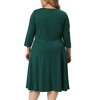 Agnes Orinda Women's Plus Size 3/4 Sleeve Round Neck with Pocket Flowy Dress - 3 of 4