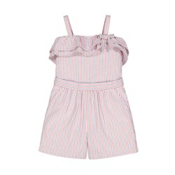 Hope & Henry Girls Button Front Overall with Cross Back Detail