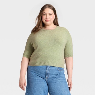 Women's Elbow Sleeve Cozy Knit Crewneck Pullover Sweater - Universal Thread™