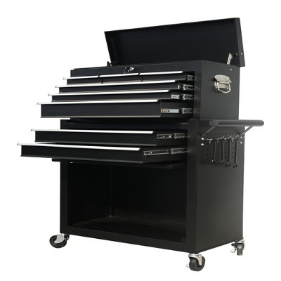 Lirago 8 Drawer Large Capacity Rolling Tool Chest and Cabinet Black Detachable Tool Storage with Wheels and Lock for Workshop Garage