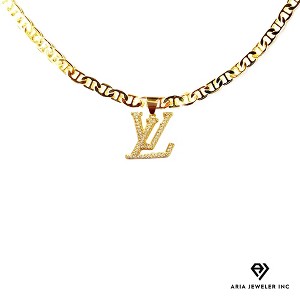 Aria Jeweler inc Chain with Designer Logo Pendant - 1 of 4