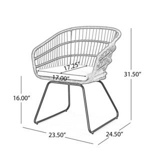 Gulches Set of 2 TERRY Outdoor Club Chairs with Water-Resistant Cushions, Gray PE Rattan-Wrapped Tub Design, Splayed Sled Legs - 1 of 4