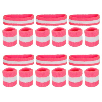 Unique Bargains Terry Cloth Sports Athletic Gym Working Out Headband Wristband Sweatband 6 Sets