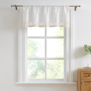 52"x18" Lush Decor Brigitte Embroidery Eyelet Scalloped Edge Valance Neutral Single - 1 of 4