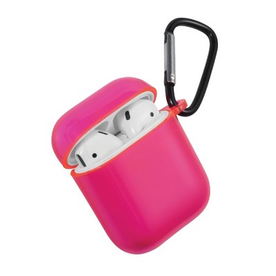 Insten Case Compatible with AirPods 1 & 2 - Protective Bright Skin Cover with Keychain, Clear Rose Red