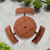 Mlmh & Kngwa 35"W Wooden Picnic Table with 3 Built-in Benches - 4 of 4
