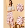 Allegra K Women's Floral Elastic Waist Flowy High Low Hem Layered Ruffle Skirt - 2 of 4