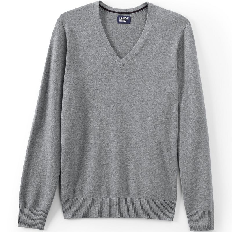 Lands' End Men's Cotton Modal V-neck Sweater, 2 of 5