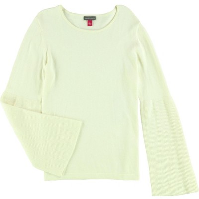 Vince Camuto Womens Bell Sleeve Knit Sweater, Off-White, X-Small