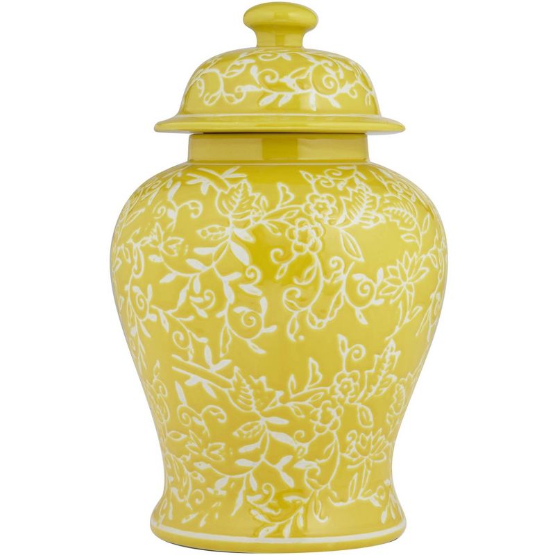 Dahlia Studios Floral Yellow and White 13" High Decorative Jar with Lid, 3 of 7