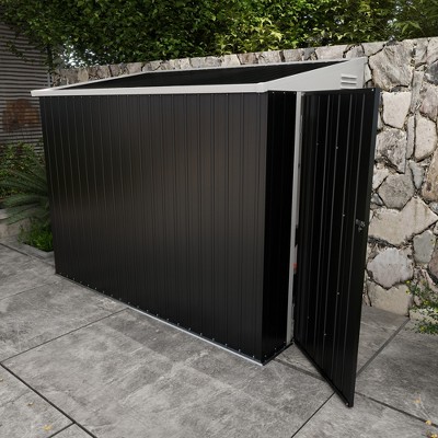 4' x 8' Dark Gray Steel Garden Storage Shed with Shelving