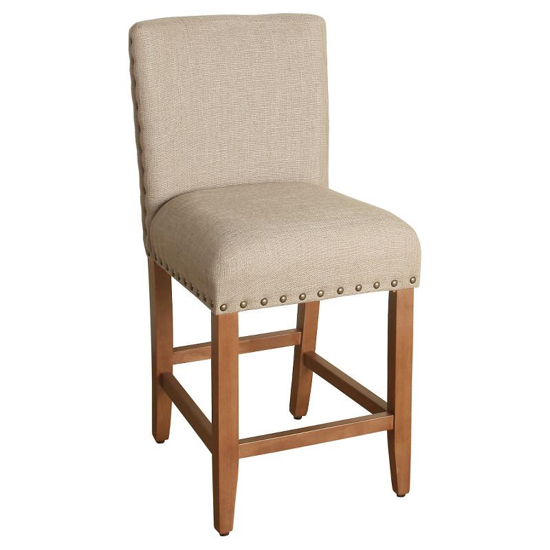 24" Upholstered Counter Height Barstool with Nailheads - HomePop, 1 of 6