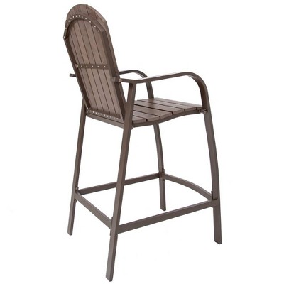 Brown Aluminum Frame Outdoor Counter Height Bar Stools, Set of 2