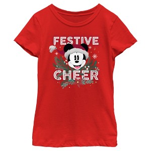 Girl's Disney Mickey Mouse Festive Cheer T-Shirt - 1 of 4