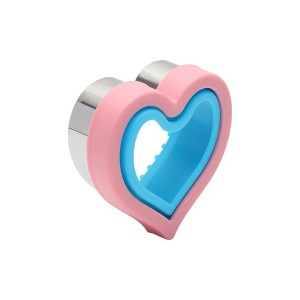 Unique Bargains Sandwich Heart Cookie Cutter Hand Washable Stainless Steel Plastic Blue Pink 3.9"x4.1"1.6" 1Pcs - 1 of 4