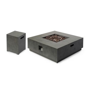 GDFStudio Jasmine Outdoor 50,000 BTU Iron Fire Pit Table with Tank Holder - 1 of 4