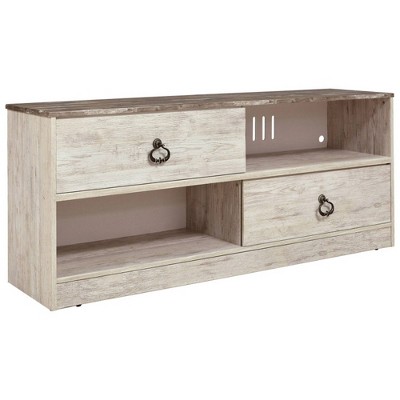 2 Drawers and 2 Cubbies TV Stand for TVs up to 65" White/Brown - Benzara