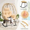 Rocking Egg Chair Wicker Patio Chair Resilient Egg Lounger Chair with Cushioned - 2 of 4
