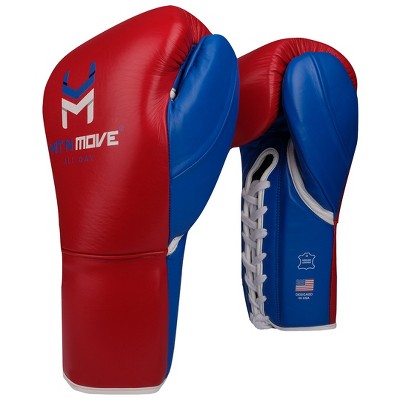 Hit N Move Boxing Fight Gloves With Lace Up Closure, Premium Leather, Smart Fit, Moisture Wicking, For Fighting, 8oz, Jalil