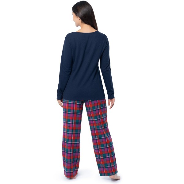 Conjunto de Dormir de 2 Piezas para Mujer de Camisa de Gofre y Pantalón de Franela de Fruit of the Loom 3