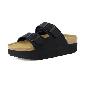 CUSHIONAIRE Women's Plane Platform Footbed Sandal With +Comfort, Wide Widths Available - 1 of 4