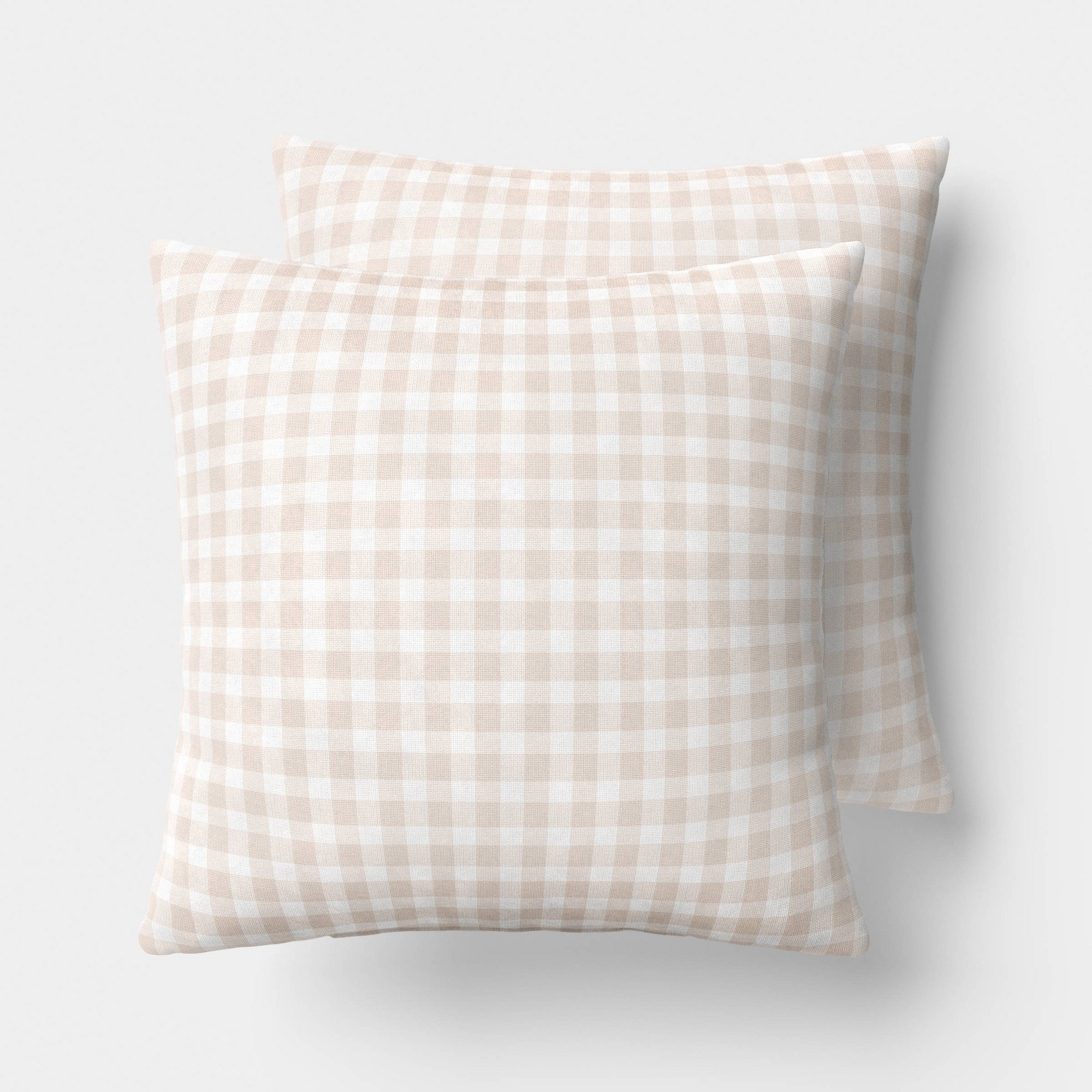 2pk Window Pane Gingham Toss Throw Pillow Metal Khaki - Room Essentials™