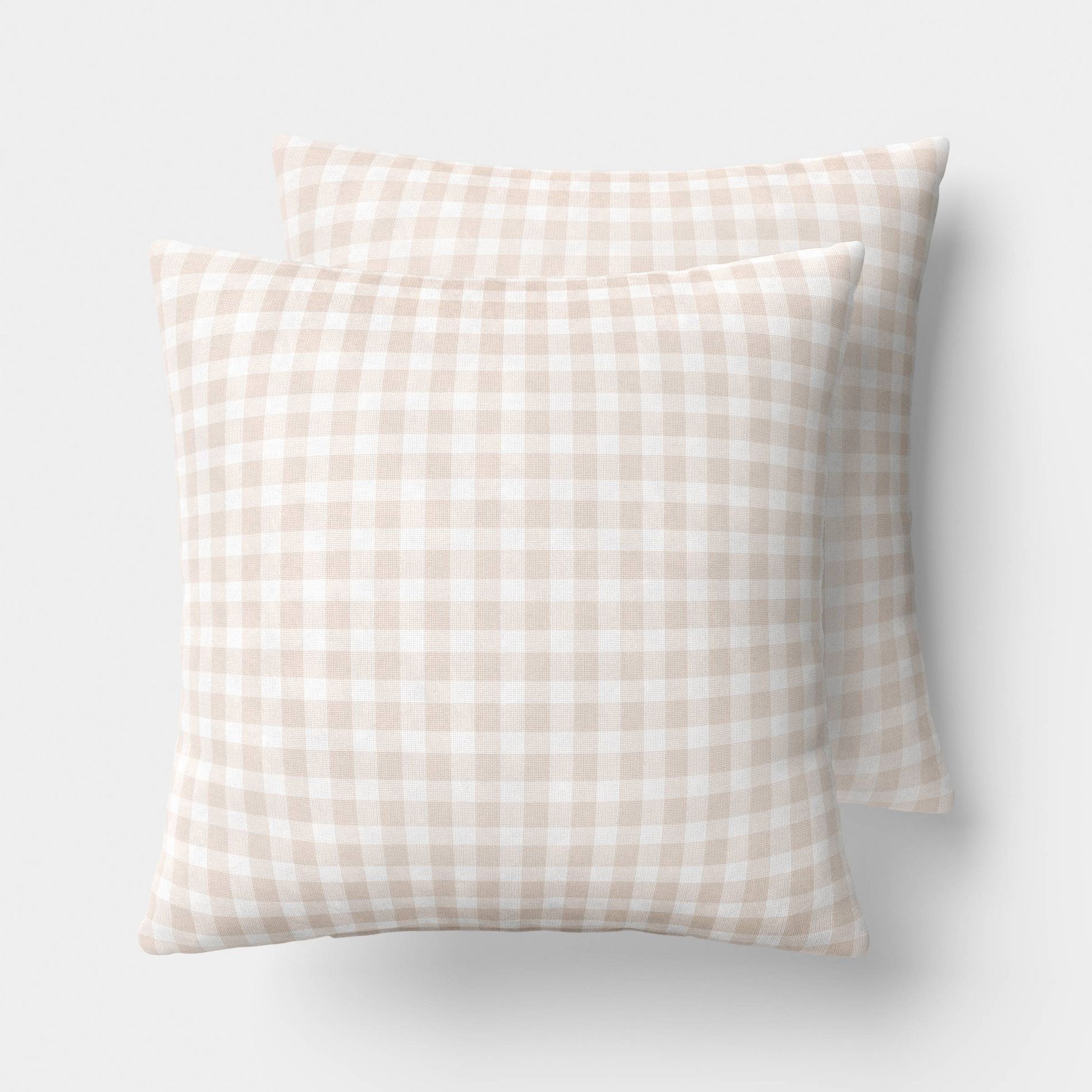2pk True Gingham Window Pane Toss Throw Pillow Khaki - Room Essentials™