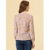 Allegra K Women's Floral Tie Neck Frilly Trim Long Sleeve Chiffon Blouse - 4 of 4