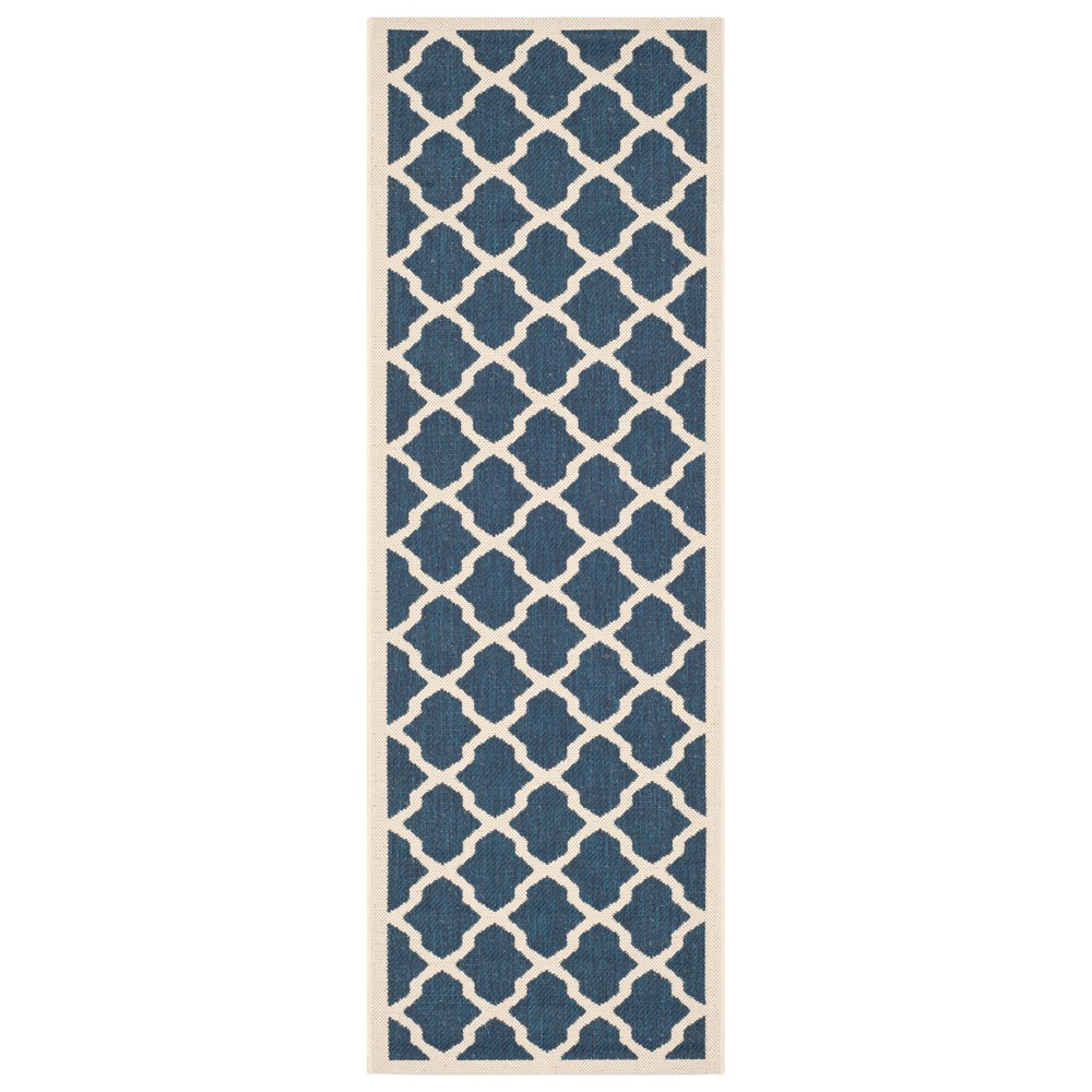 2'3inX10' Amherst Evie Outdoor Runner Rug Navy/Beige - Safavieh