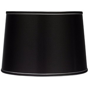 Springcrest Sydnee Collection Satin Black Medium Drum Lamp Shade 14" Top x 16" Bottom x 11" Slant x 11" High (Spider) Replacement with Harp and Finial - 1 of 4