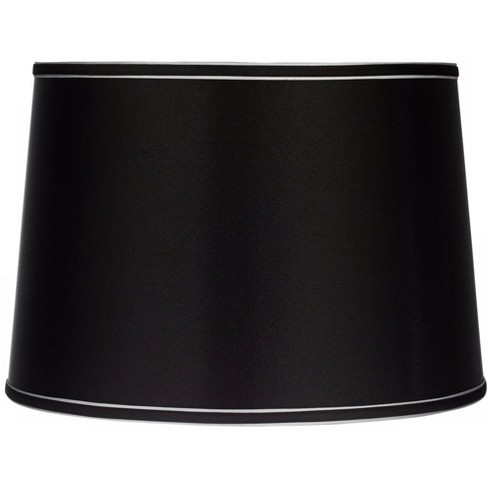 Springcrest Sydnee Collection Satin Black Medium Drum Lamp Shade 14" Top x 16" Bottom x 11" Slant x 11" High (Spider) Replacement with Harp and Finial - image 1 of 4