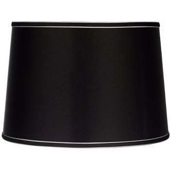 Springcrest Sydnee Collection Satin Black Medium Drum Lamp Shade 14" Top x 16" Bottom x 11" Slant x 11" High (Spider) Replacement with Harp and Finial