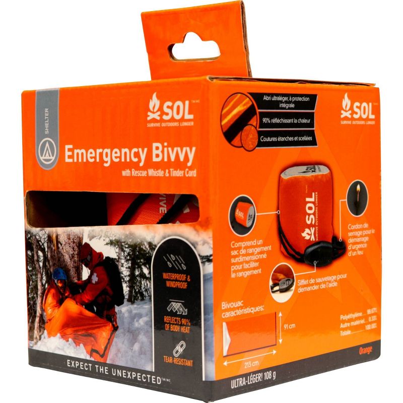 Survive Outdoors Longer Emergency Bivvy with Rescue Whistle 2pk - Orange, 2 of 7