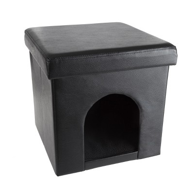 Pet Adobe Multipurpose Pet House Ottoman – 15" x 15" x 15", Black