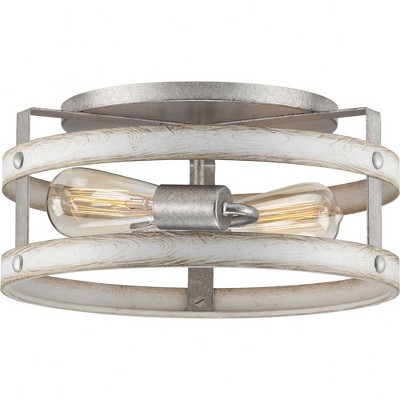Progress Lighting Gulliver 2-Light Flush Mount Ceiling Light, Galvanized Finish, Open-Cage Design