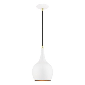 Livex Lighting Andes 1 - Light Pendant in  Shiny White/Polished Brass - 1 of 3