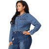 Agnes Orinda Women's Plus Size Cropped Long Sleeve Trendy Fashion Denim Jean Jackets - 4 of 4