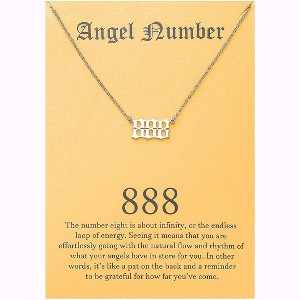 Numerology Choker Necklace with Angel Numbers Spiritual Jewelry 888 Silver - 1 of 4