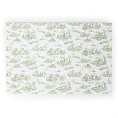 Evanjelina & Co Toile De Jouy Sage 36" x 24" Welcome Mat - Society6