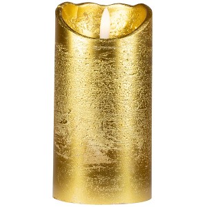 Northlight LED Lighted Flameless Flickering Pillar Christmas Candle - 6" - Gold - 1 of 4