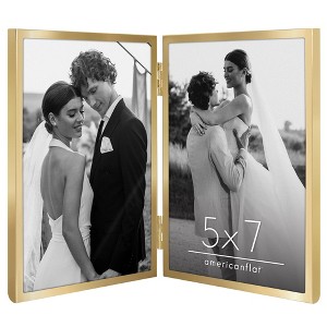 Americanflat Hinged Picture Frame with Shatter-Resistant Glass - Metal Picture Frame Displays Two Photos - 1 of 4