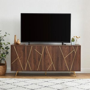 Modern TV Stand with Metal Accents, 3 Cabinets & Cable Management, Fits TVs up to 70 in., 63 in. Wide - 1 of 4