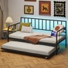 SEVOBAL Beds, Twin Daybed with Trundle and Storage, Metal Sofa Bed Frame for Living Room and Guest Room, Black, 79.92"*20.07"*3.94" - 2 of 4