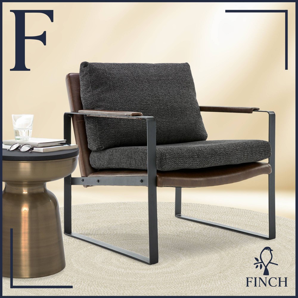 Photos - Chair 24" Amelie Mid-Century Modern Armchair Distressed Gray - Finch