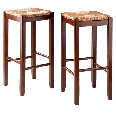 2pc Kaden Set Barstool Rush Seat Walnut - Winsome